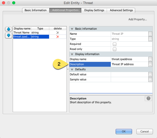 Setting the description of a new entity field.