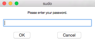 Canari sudo dialog box